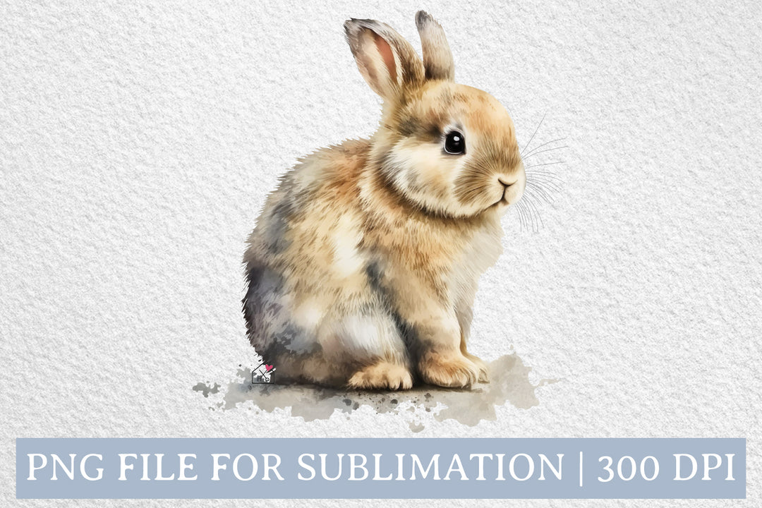 Cute Easter Bunny Rabbit Watercolor Sublimation Design PNG
