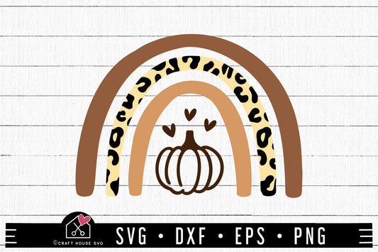 FREE Fall pumpkin leopard rainbow SVG | FB249 - Craft House SVG