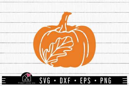 FREE Hand drawn pumpkin SVG with fall leaf | FB254