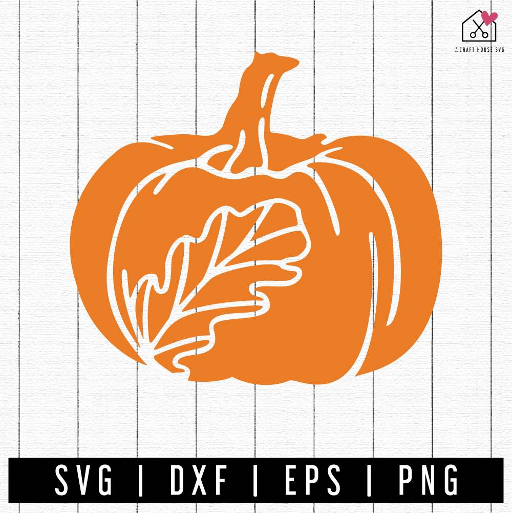 FREE Hand drawn pumpkin SVG with fall leaf | FB254