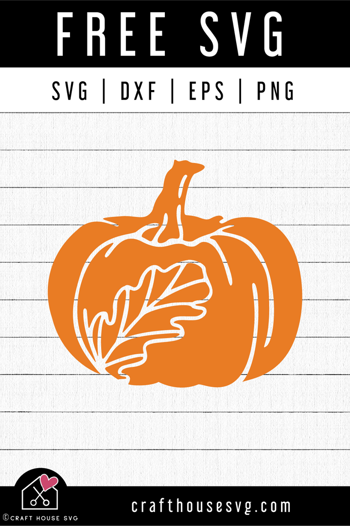 FREE Hand drawn pumpkin SVG with fall leaf | FB254