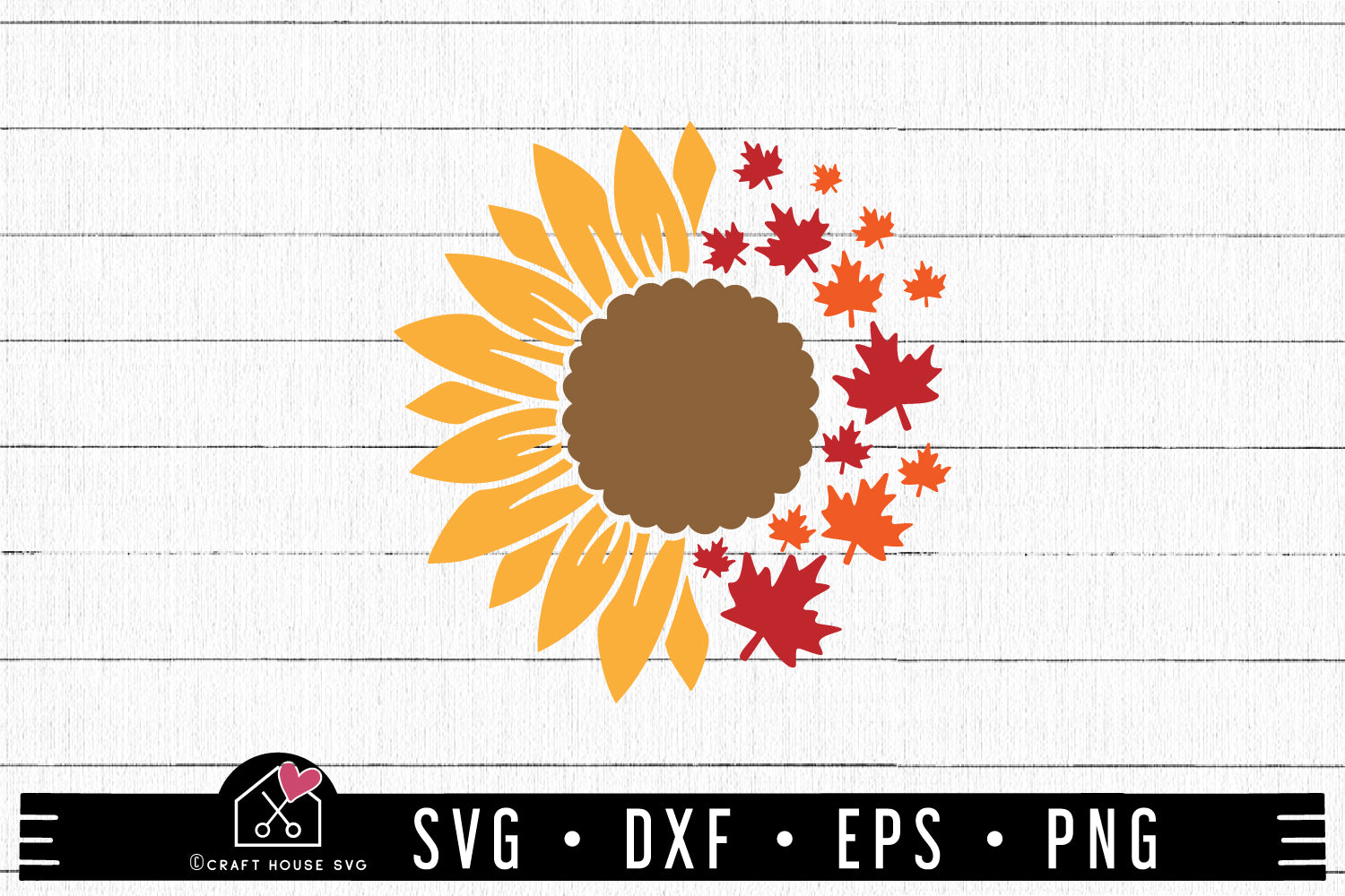 FREE Fall Sunflower SVG Sunflower maple leaves SVG | FB256 - Craft House SVG