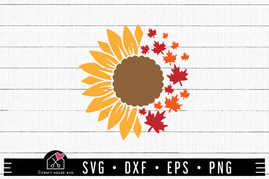 FREE Fall Sunflower SVG Sunflower maple leaves SVG | FB256 - Craft House SVG