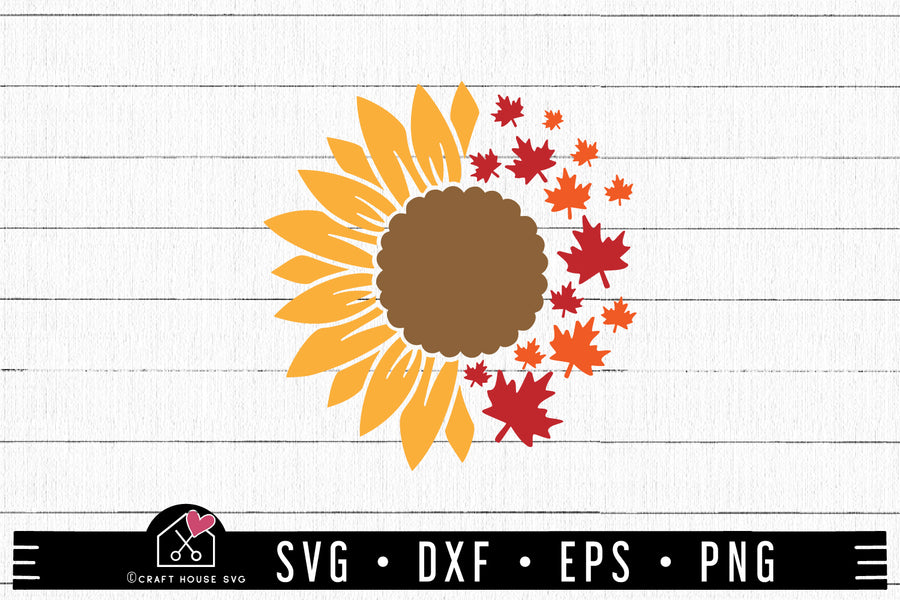 FREE Fall Sunflower SVG Sunflower maple leaves SVG | FB256 - Craft House SVG