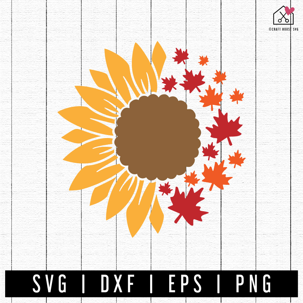 FREE Fall Sunflower SVG Sunflower maple leaves SVG | FB256 - Craft House SVG
