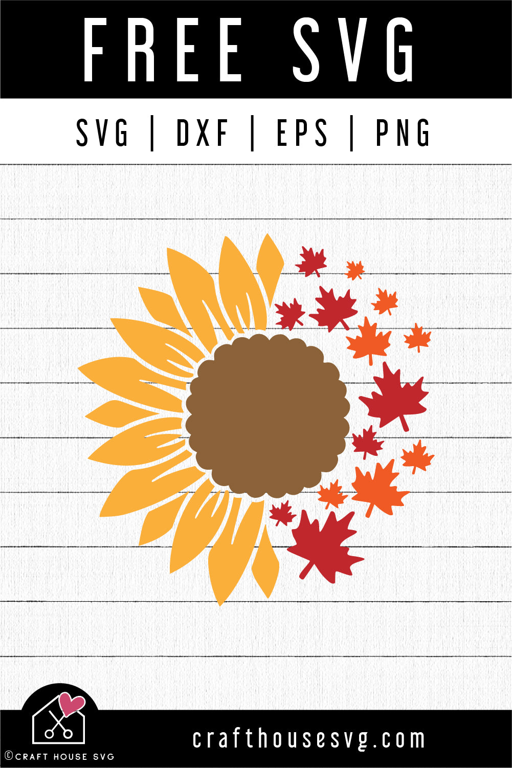 FREE Fall Sunflower SVG Sunflower maple leaves SVG | FB256 - Craft House SVG