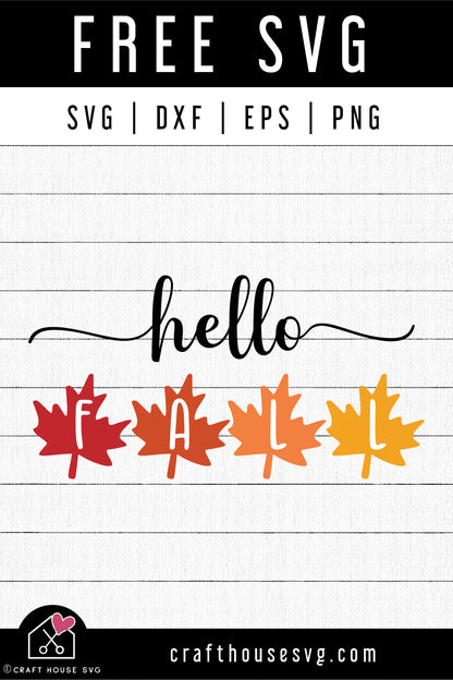 FREE Hello Fall SVG | FB274 - Craft House SVG
