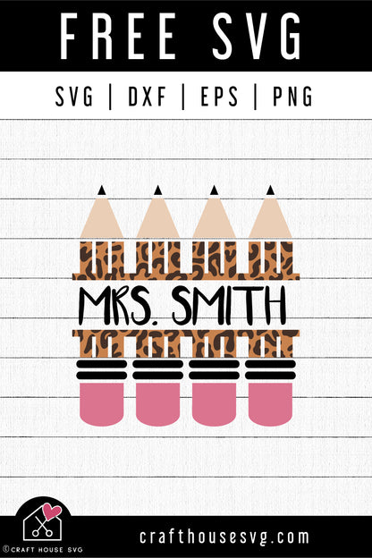 FREE Pencil leopard monogram SVG | FB279