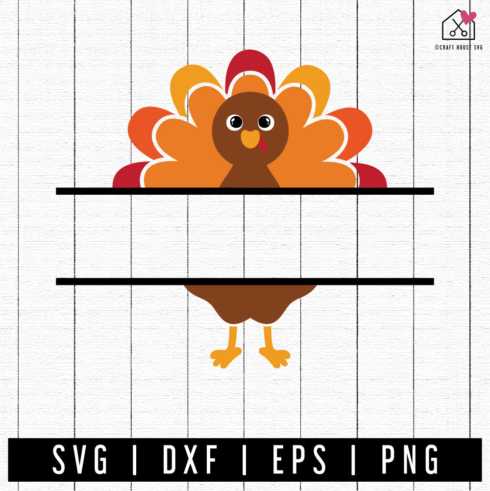 FREE Turkey split monogram SVG Thanksgiving SVG | FB284 - Craft House SVG