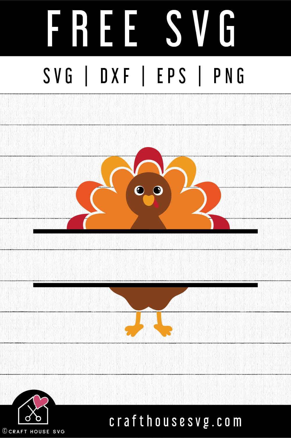 FREE Turkey split monogram SVG Thanksgiving SVG | FB284 - Craft House SVG