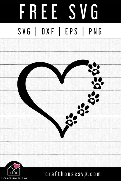 FREE Heart paw prints SVG Dog SVG Cat SVG | FB294