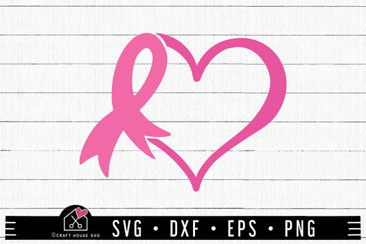 FREE Breast Cancer Awareness Heart Ribbon SVG | FB295 - Craft House SVG
