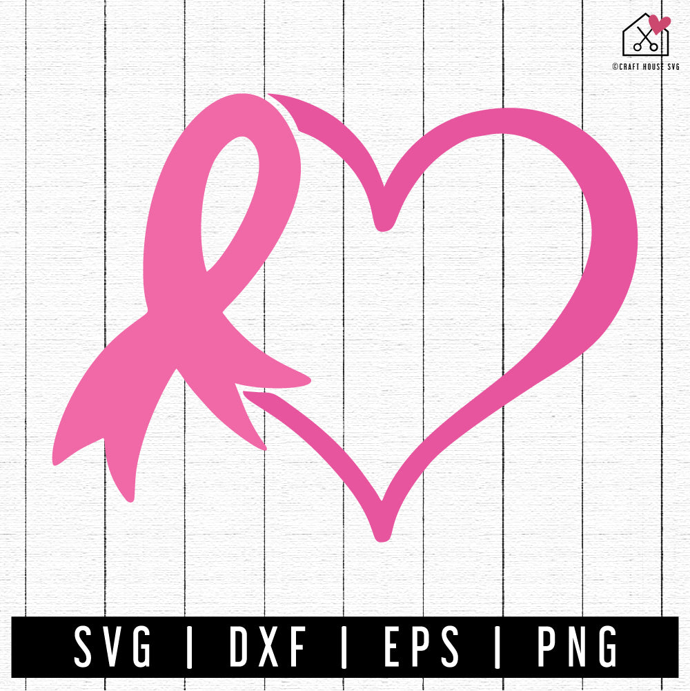 FREE Breast Cancer Awareness Heart Ribbon SVG | FB295 - Craft House SVG