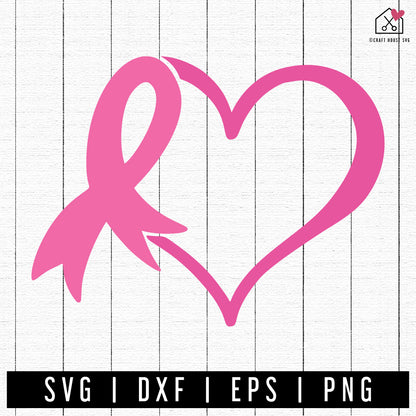 FREE Breast Cancer Awareness Heart Ribbon SVG | FB295 - Craft House SVG