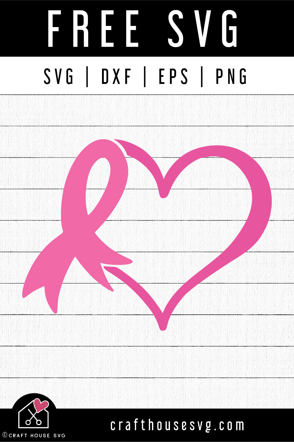 FREE Breast Cancer Awareness Heart Ribbon SVG | FB295 - Craft House SVG