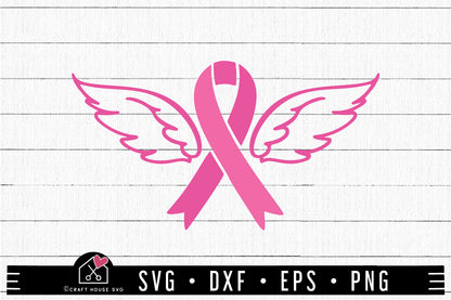 FREE Breast Cancer Awareness Ribbon Wings SVG | FB297 - Craft House SVG