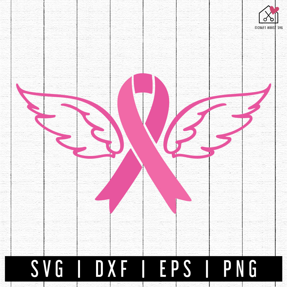 FREE Breast Cancer Awareness Ribbon Wings SVG | FB297 - Craft House SVG