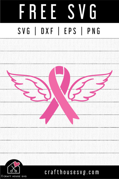 FREE Breast Cancer Awareness Ribbon Wings SVG | FB297 - Craft House SVG