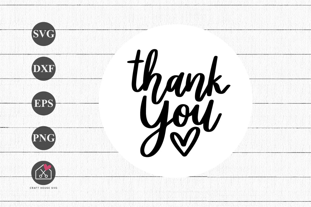 Thank You Hand lettered SVG Circle round Sticker Cut File