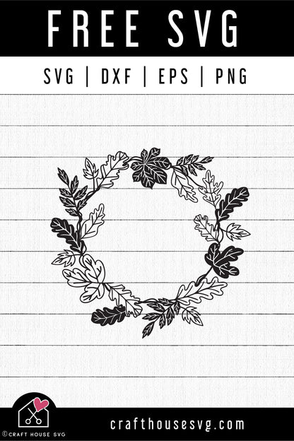 FREE Fall Leaves Wreath SVG | FB300 - Craft House SVG