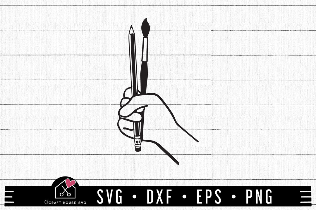 FREE Artist Hand SVG Hand with pencil and paint brush SVG | FB302