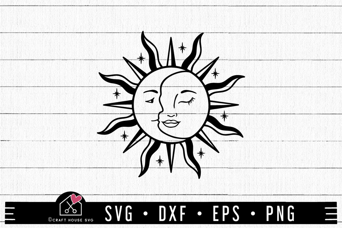 FREE Sun And Moon Celestial SVG - Craft House SVG