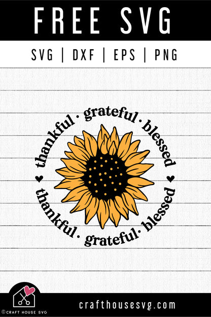 FREE Thankful Grateful Blessed SVG Thanksgiving SVG |FB317 - Craft House SVG