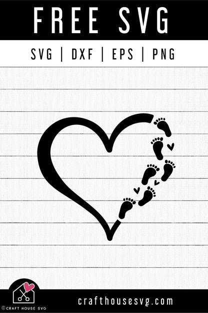 FREE Heart Baby Foot Prints SVG | FB321