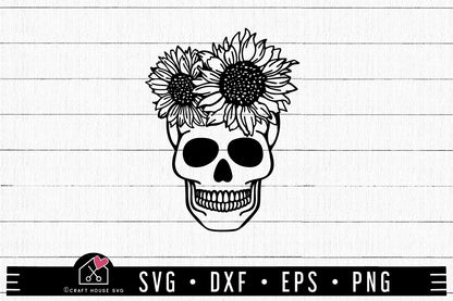 FREE Skull Sunflower SVG | FB322 - Craft House SVG