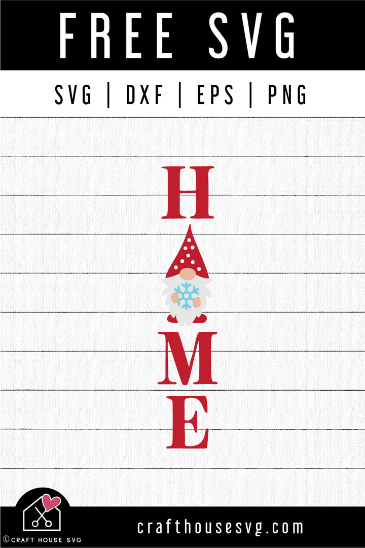 FREE Home Christmas Gnome Sign SVG | FB325