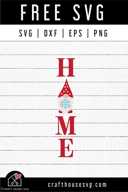 FREE Home Christmas Gnome Sign SVG | FB325 - Craft House SVG