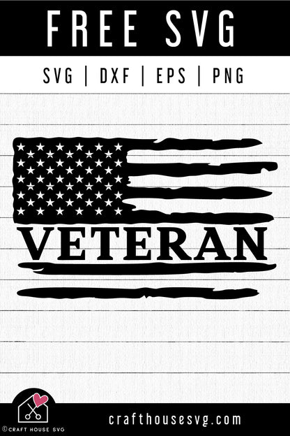 FREE American Flag Veteran SVG | FB327 - Craft House SVG
