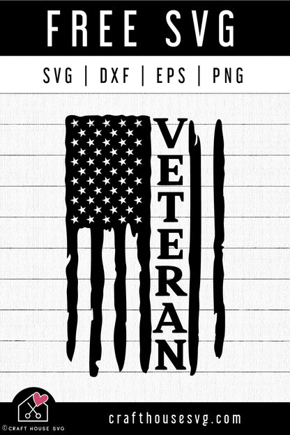 FREE American Flag Veteran SVG Vertical | FB328 - Craft House SVG