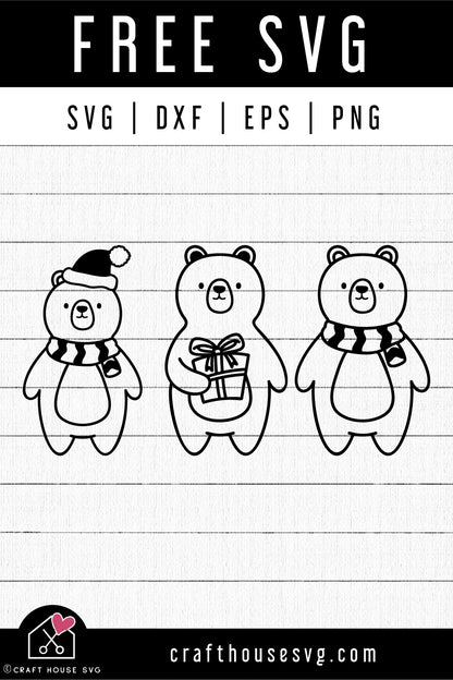 FREE Christmas Bear SVG | FB331 - Craft House SVG