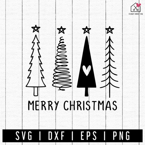 FREE Minimal Christmas Trees SVG - Craft House SVG