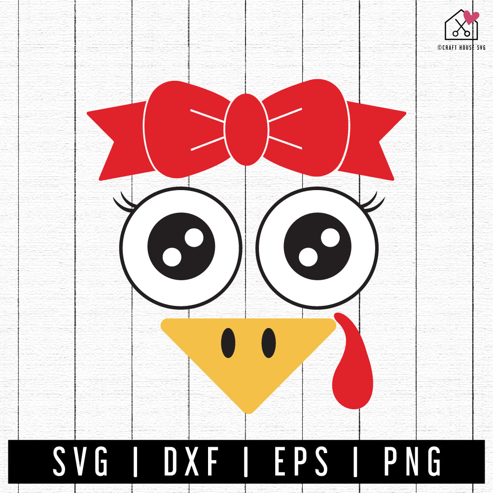 FREE Turkey With Bow SVG Craft House SVG