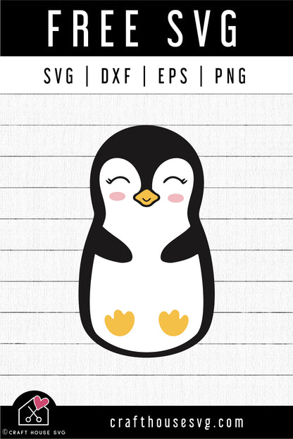 FREE Cute Penguin SVG FB346 - Craft House SVG