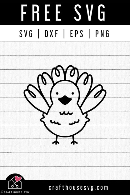 FREE Cute Turkey SVG FB348 - Craft House SVG