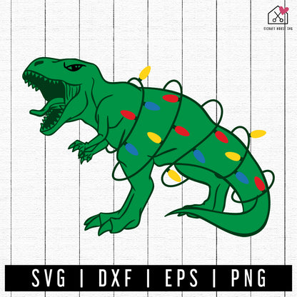 FREE Christmas Lights Dinosaur T-rex SVG | FB362