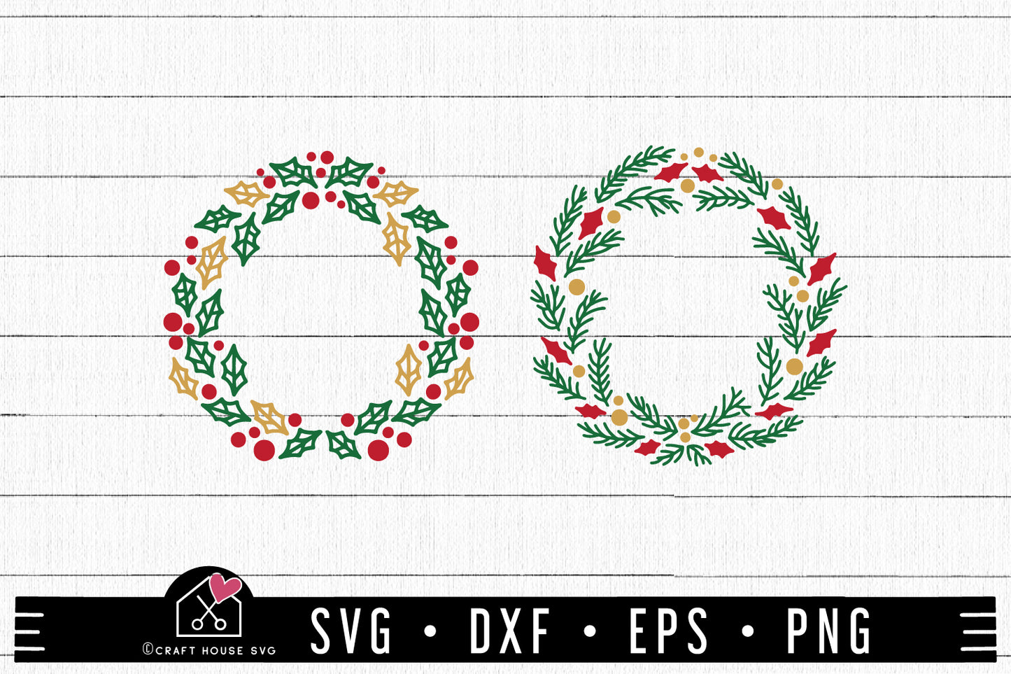 FREE Christmas Wreaths SVG FB365 - Craft House SVG