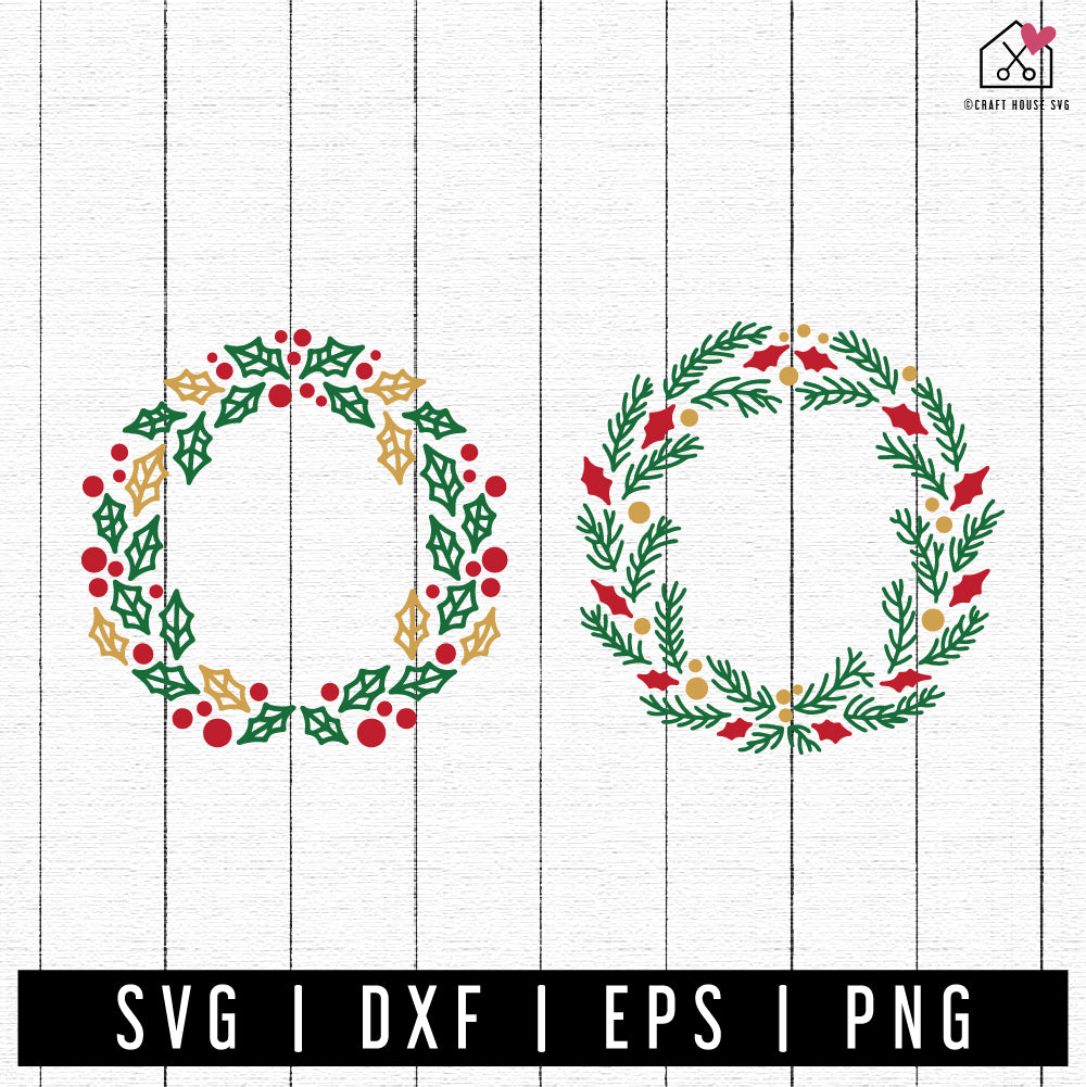 FREE Christmas Wreaths SVG FB365 - Craft House SVG