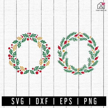 FREE Christmas Wreaths SVG FB365 - Craft House SVG