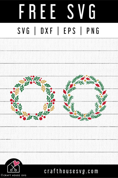 FREE Christmas Wreaths SVG FB365 - Craft House SVG