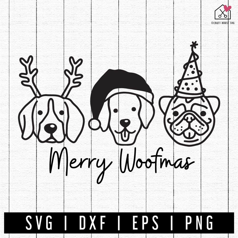 FREE Merry Woofmas Dog Christmas SVG FB367 - Craft House SVG