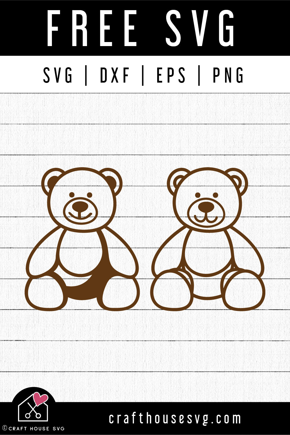 FREE Teddy Bear SVG Valentine cut file FB380 - Craft House SVG