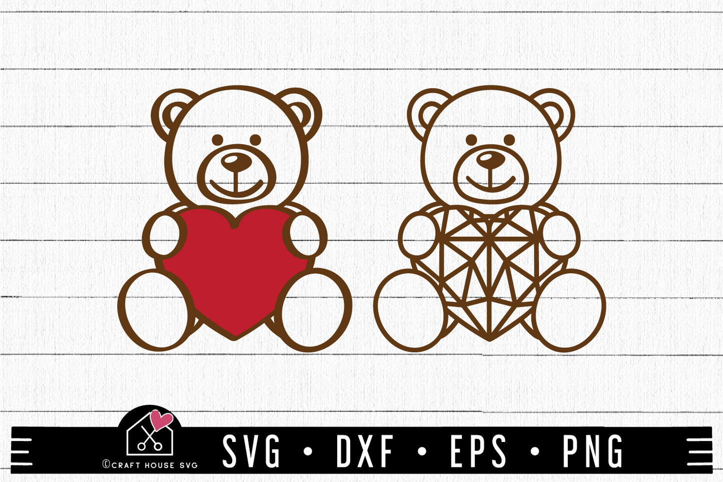 FREE Teddy Bear Heart SVG Valentine cut file FB381 - Craft House SVG