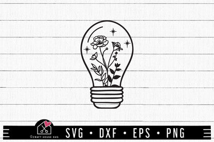 FREE Floral Light Bulb SVG Flower cut file FB387 - Craft House SVG