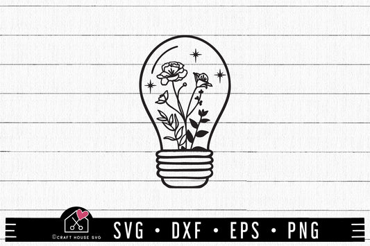FREE Floral Light Bulb SVG Flower cut file FB387 - Craft House SVG
