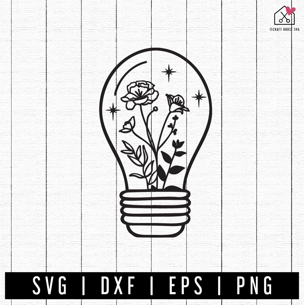 FREE Floral Light Bulb SVG Flower cut file FB387 - Craft House SVG