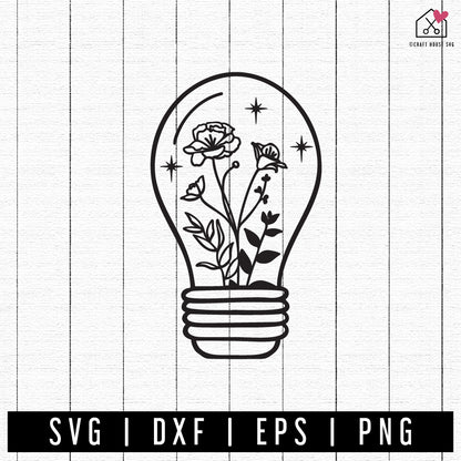 FREE Floral Light Bulb SVG Flower cut file FB387 - Craft House SVG